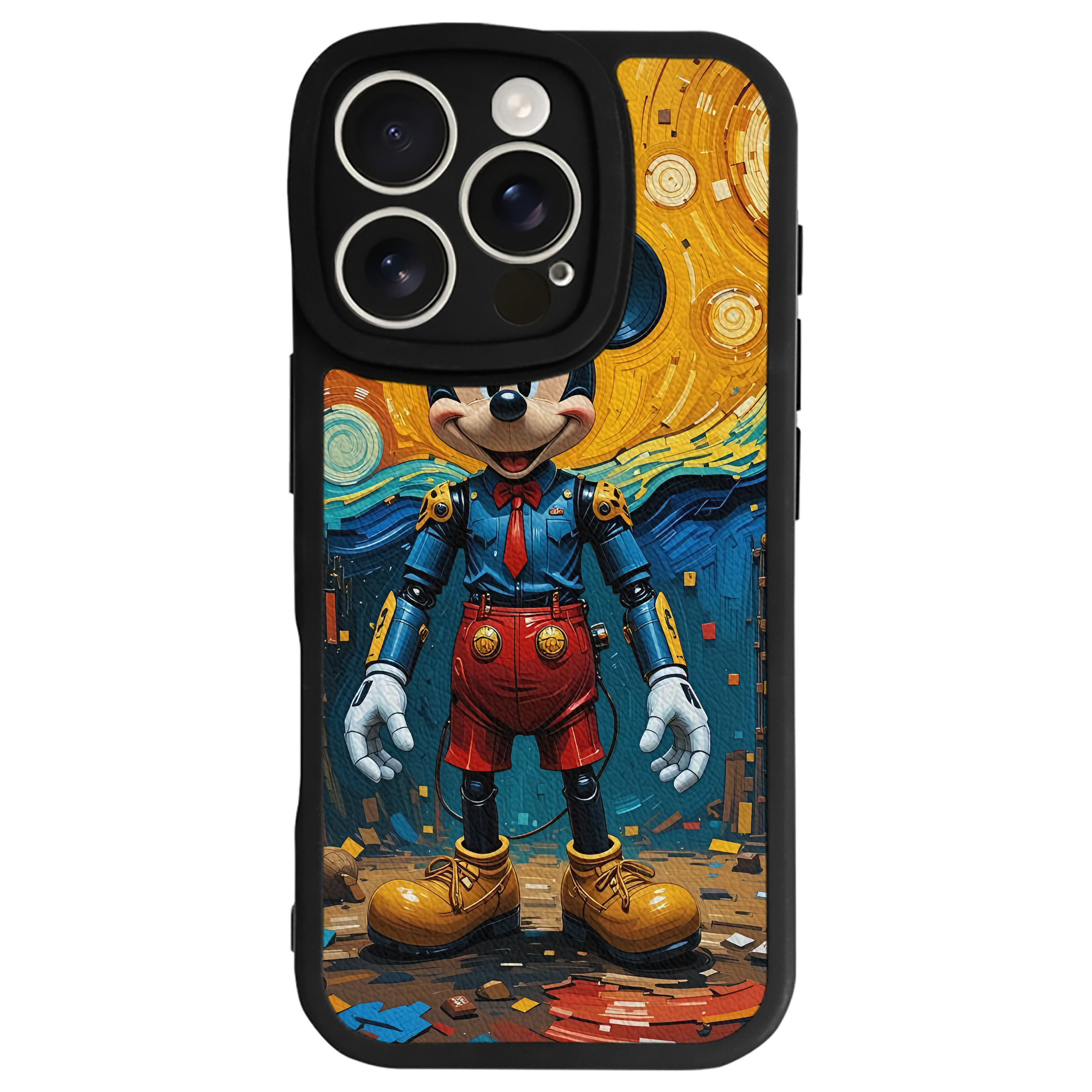 （画像用） ミッキーマウス Mickey Mouse 【iPhone 16シリーズ対応】シリコンスマホケース（レザー調） 材質：シリコン